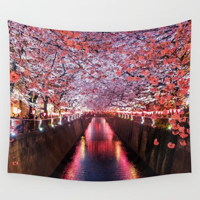 Tokyo Chery Blossom Wall Tapestry