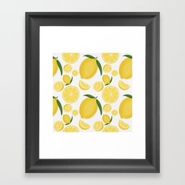 Lemon Love || Bright Fresh Citrus Slices, Seamless Pattern Framed Art Print