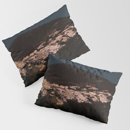 Santorini Cliff by Night | Fira and Oia White Buildings against the Evening Sky | Cliffs & Sea | Nature Travel & Landscape Photography Pillow Sham