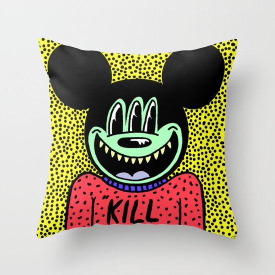 "KILL ME". (Mickeyes). Throw Pillow