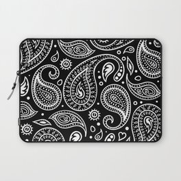 Black and White Bandana Paisley Pattern For Real Riders Laptop Sleeve