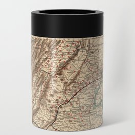 Vintage Virginia Civil War Battlefields Map, 1895 Can Cooler