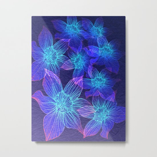 Neon flowers Metal Print