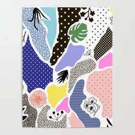 Colorful Memphis Collage Pattern Poster