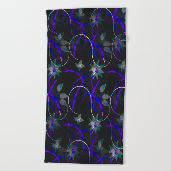 Flower Swirl Pattern Night Beach Towel