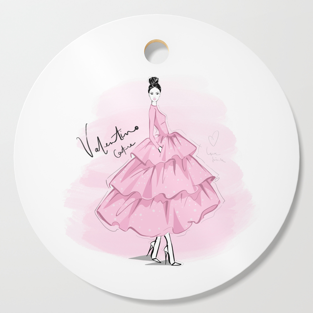 Girl In A Frill Pink Dress Cutting Board by gigimaers