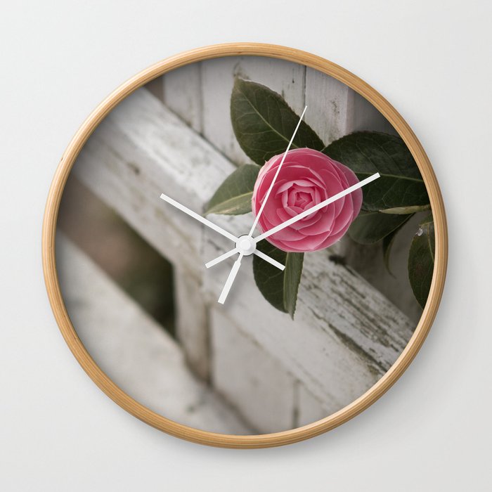 Pink Porch Flower Wall Clock