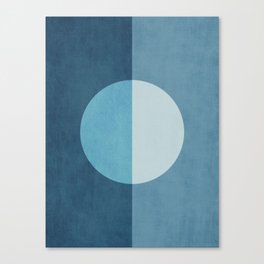Deep Blue Geometric Moon Artwork Canvas Print