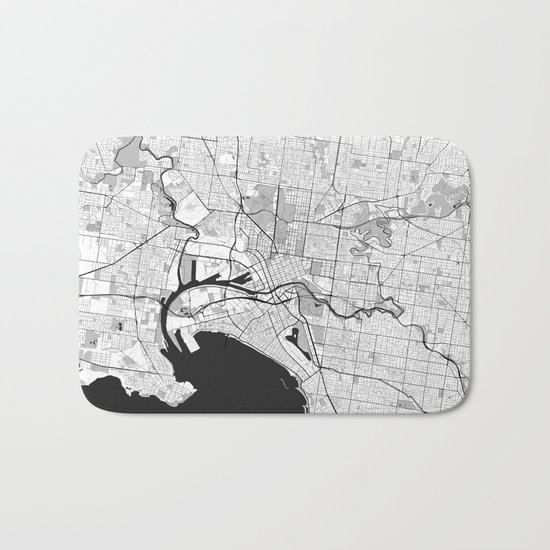 Melbourne City Map Gray Bath Mat