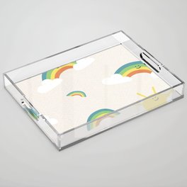 Smiling Sun and Rainbows Acrylic Tray
