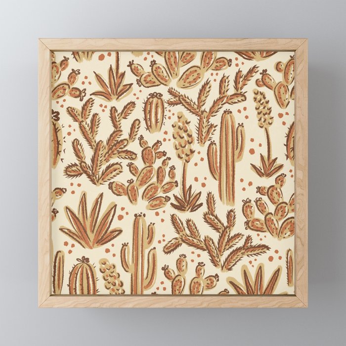 Cactus Desert - gold and copper Framed Mini Art Print