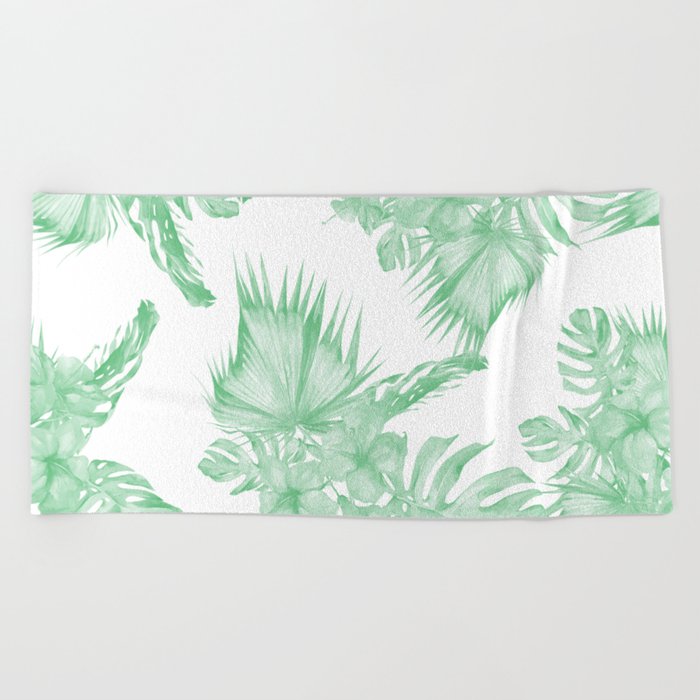 Island Tropical Green White Jungle Beach Towel