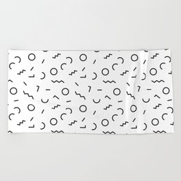 Memphis Style Abstract Pattern (black/white) Beach Towel