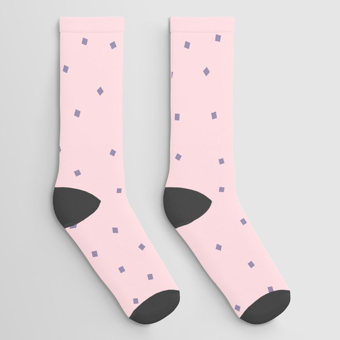 Simple Christmas seamless pattern Purple Confetti on Pastel Pink Background Socks