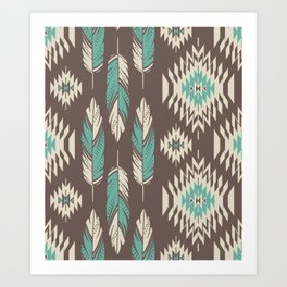 Native Roots - Turquoise & Brown Art Print