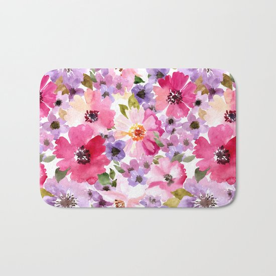 FLOWERS WATERCOLOR 6 Bath Mat