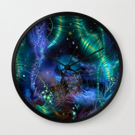Cosmic Abstract Emerald Wall Clock
