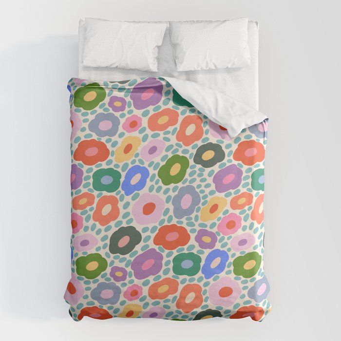 Happy Colorful Flower Duvet Cover