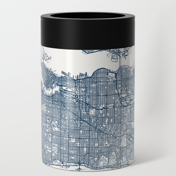 Vancouver, Canada - City Map Illustration - Blue Aesthetic Can Cooler