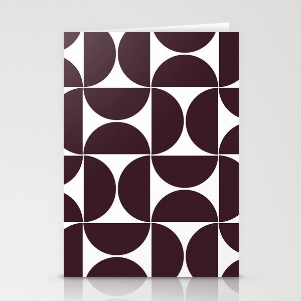 Dark violet mid century modern geometric shapes Stationery Cards