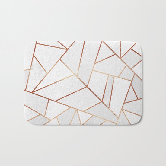 White Stone & Copper Lines Bath Mat