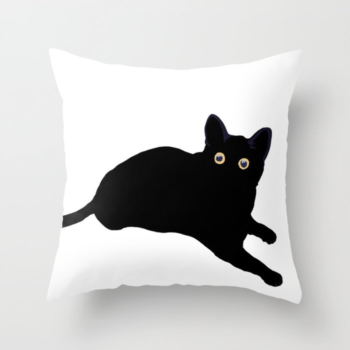 Black cat Throw Pillow