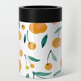 Watercolor cherries - yellow and green Can Cooler