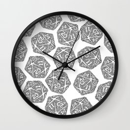 d20 - black and white icosahedron - automatic art pattern and print Wall Clock