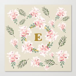 E with flowers  Canvas Print