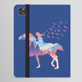 Girl's silhouette riding a horse iPad Folio Case
