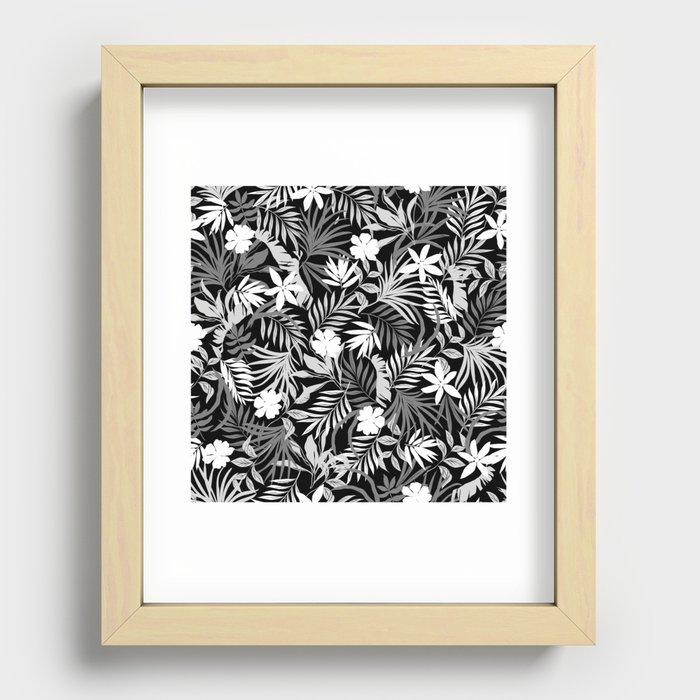 Tropical Floral - Monochrome Recessed Framed Print