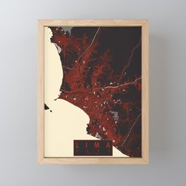 Lima City Map of Peru - Vector Framed Mini Art Print