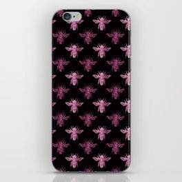 Pink Glitter Bees Pattern iPhone Skin