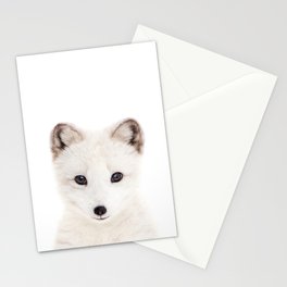 Baby Arctic Fox, Snow Animals, Kids Art, Baby Animals Art Print By Synplus Stationery Cards