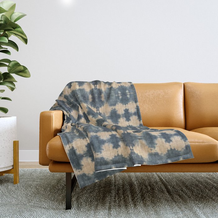 Natural Shibori Throw Blanket