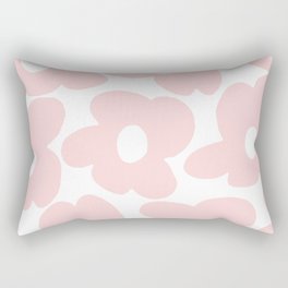 Large Baby Pink Retro Flowers on White Background #decor #society6 #buyart Rectangular Pillow