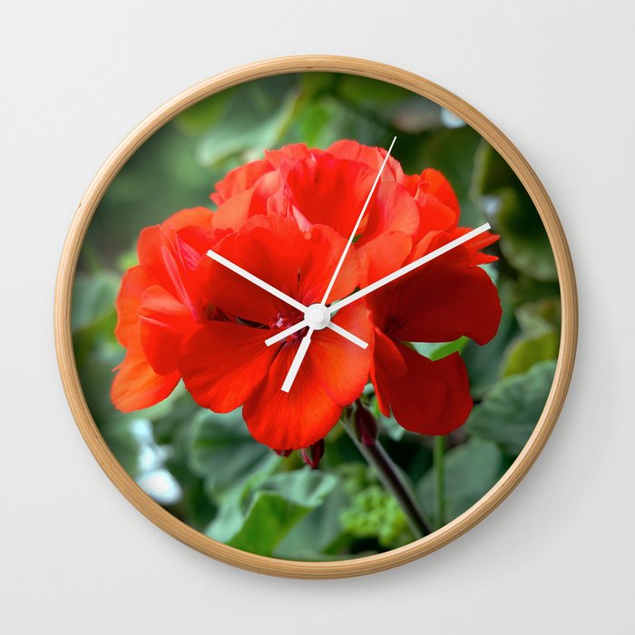 Red Flower Wall Clock