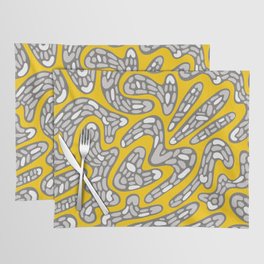 Organic Abstract Pattern in Golden Yellow, Gray, Light Gray and White Placemat