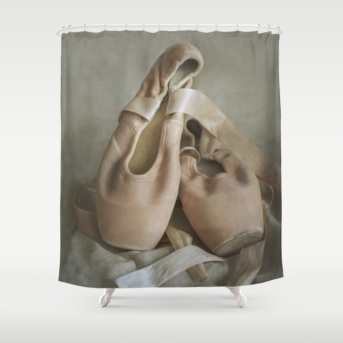 Creamy pointe ballet shoes Shower Curtain