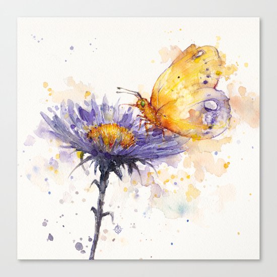 Flowers & Flutters Canvas Print