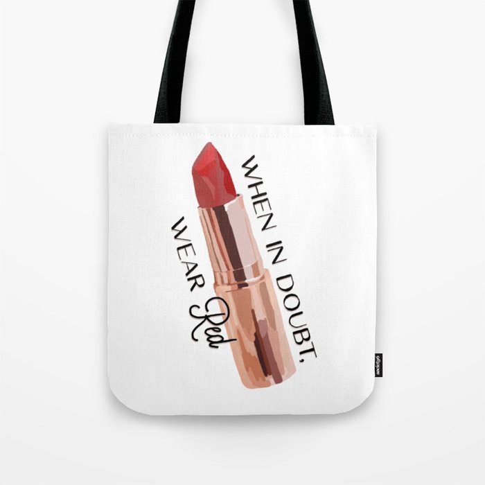 When Doubt Red Lipstick Tote Bag Alexandra Renee |