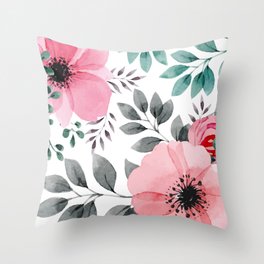 FLOWERS WATERCOLOR 14 Throw Pillow