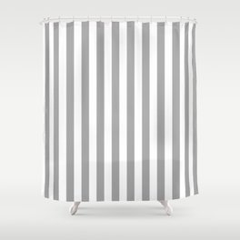 Grey and White Vertical Stripes Shower Curtain