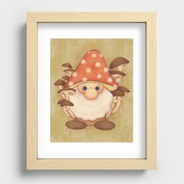 Cute Woodland Mushroom Gnome Recessed Framed Print