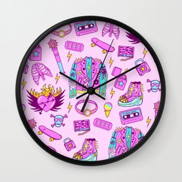 Pink Punk Girly Pattern Wall Clock