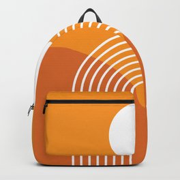 Geometric Rainbow Sun Abstract 41 in Orange Shades Backpack