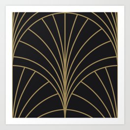 Round Series Floral Burst Gold on Charcoal Art Print