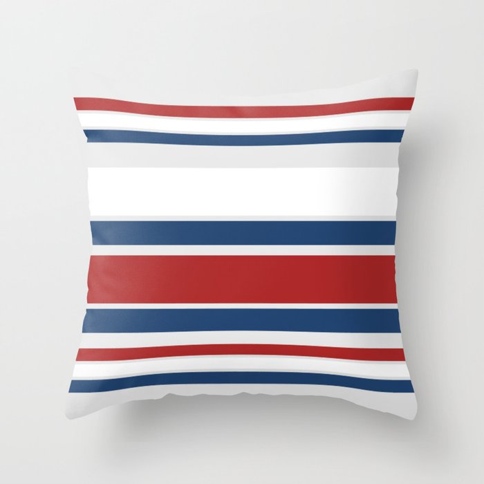 Striped Modern Classic Red White Blue Throw Pillow