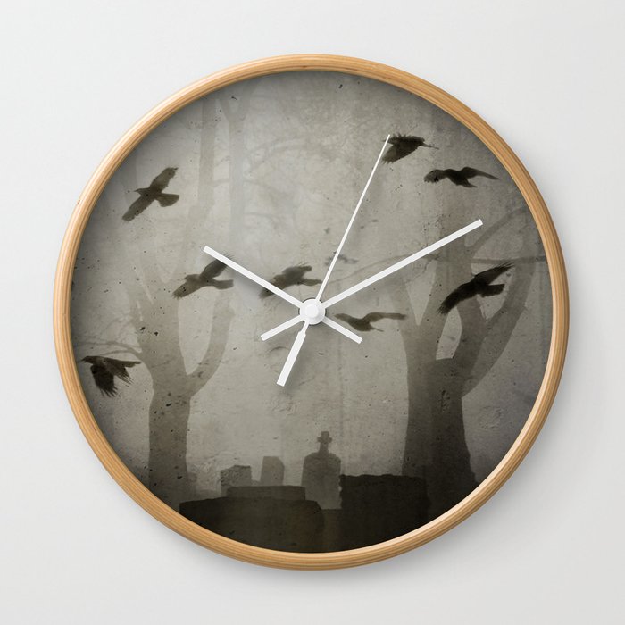 Gothic Crows Eerie Ceremony Wall Clock
