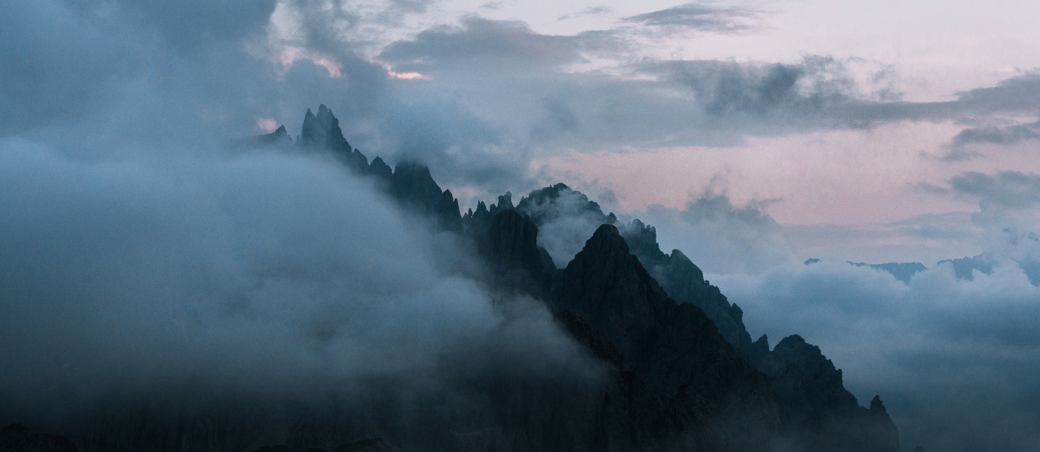 Dolomite Mountains Sunset Covered In Clouds Landscape Photography Coffee Mug